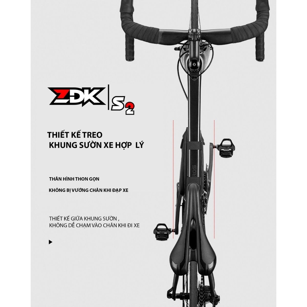 Túi Treo Xe Đạp ZDK S2 Chính Hãng – Thiết Kế Tam Giác, Kháng Nước, Dây Dán Velcro Cố Định Chắc Chắn