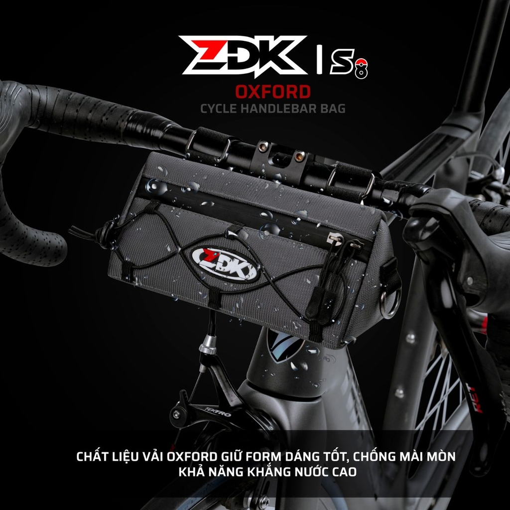 Túi Treo Ghi Đông Xe Đạp ZDK S8 Chính Hãng – 1.3L Gọn Nhẹ, Vải Oxford Chống Trầy, Chống Nước, Dễ Lắp Đặt