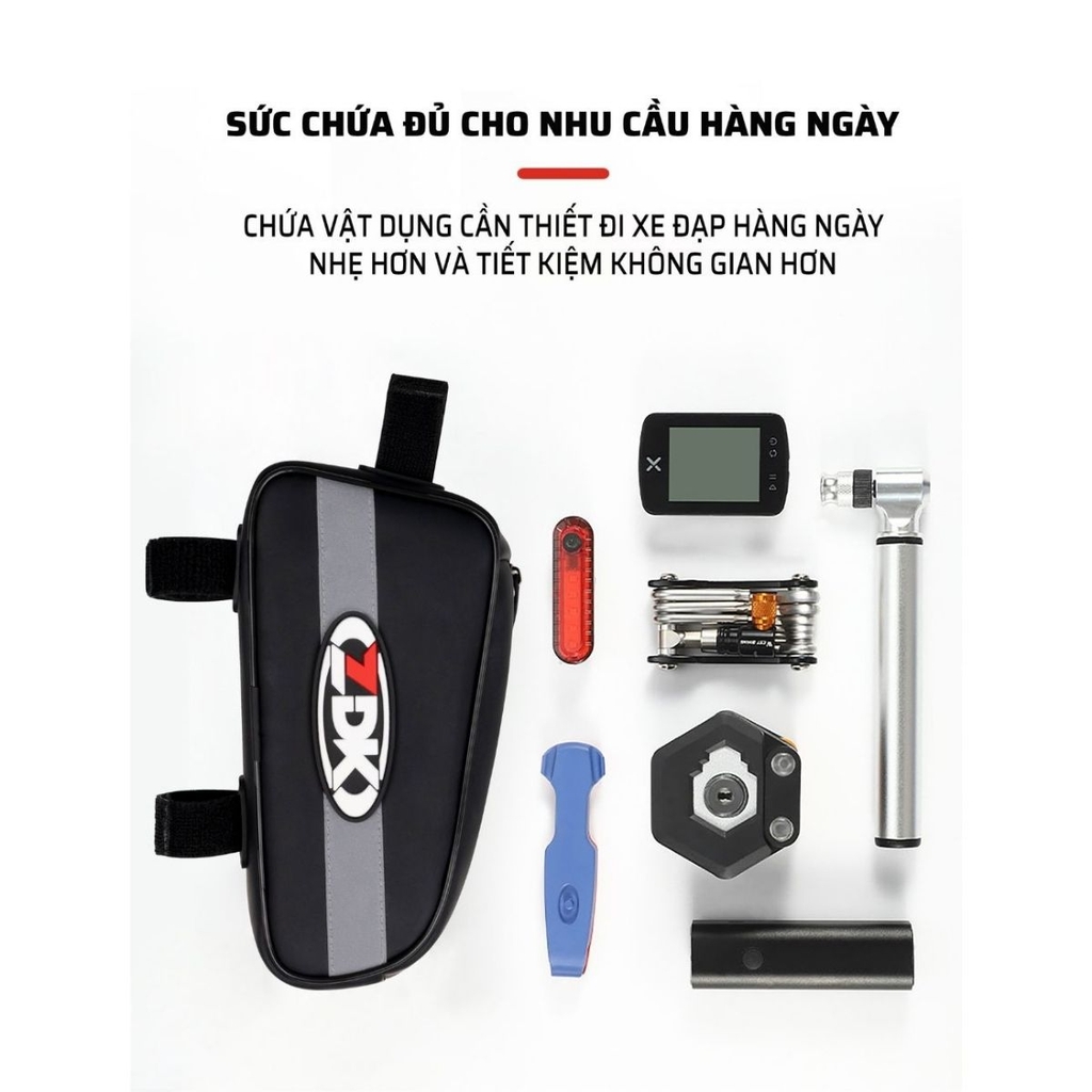 Túi Treo Sườn Xe Đạp ZDK S1 Chính Hãng – Chống Rung, Kháng Nước, Dây Dán Velcro Chắc Chắn