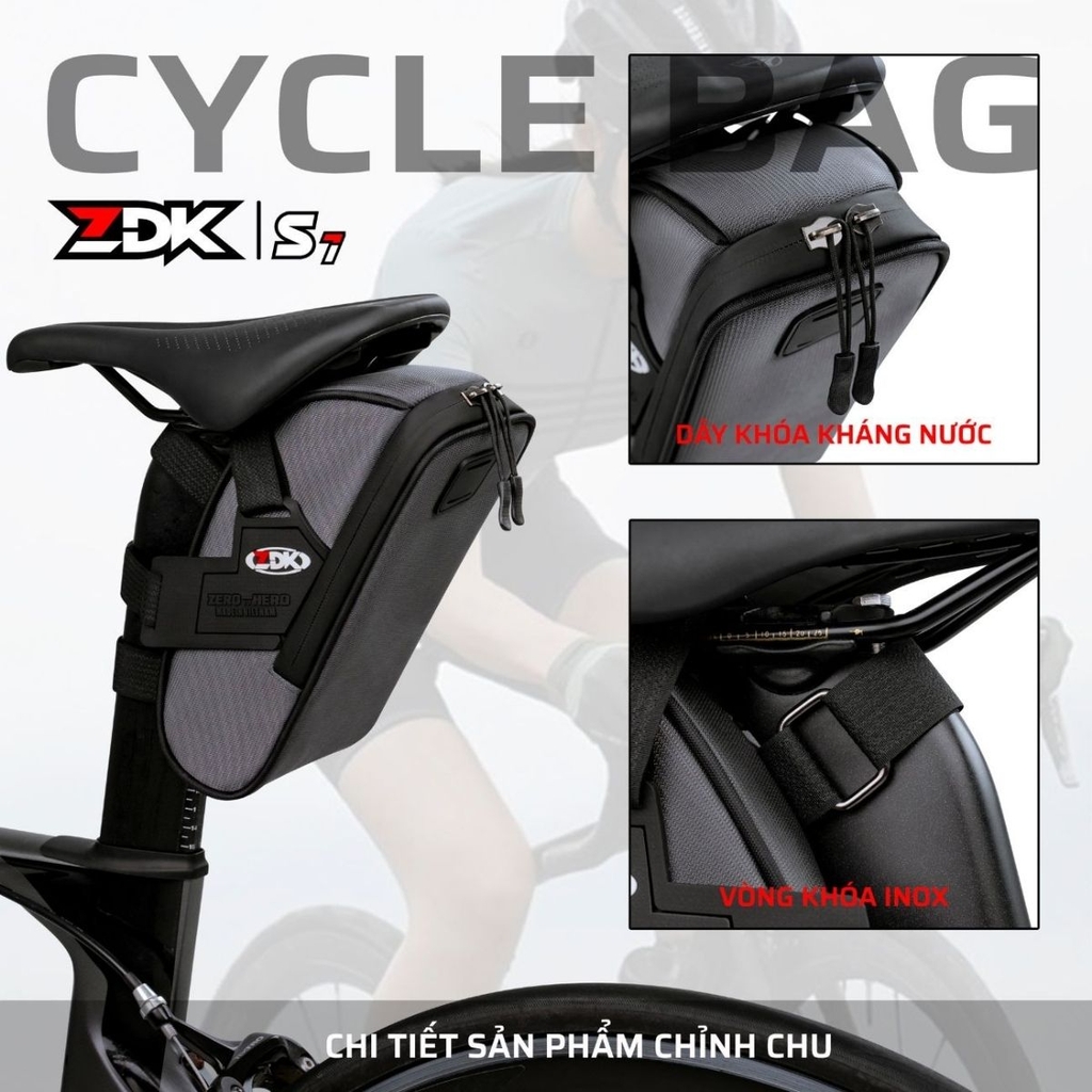 Túi Treo Yên Xe Đạp ZDK S7 Chính Hãng – 2L Dung Tích Rộng, Chống Nước, 4 Điểm Velcro Cố Định Siêu Chắc
