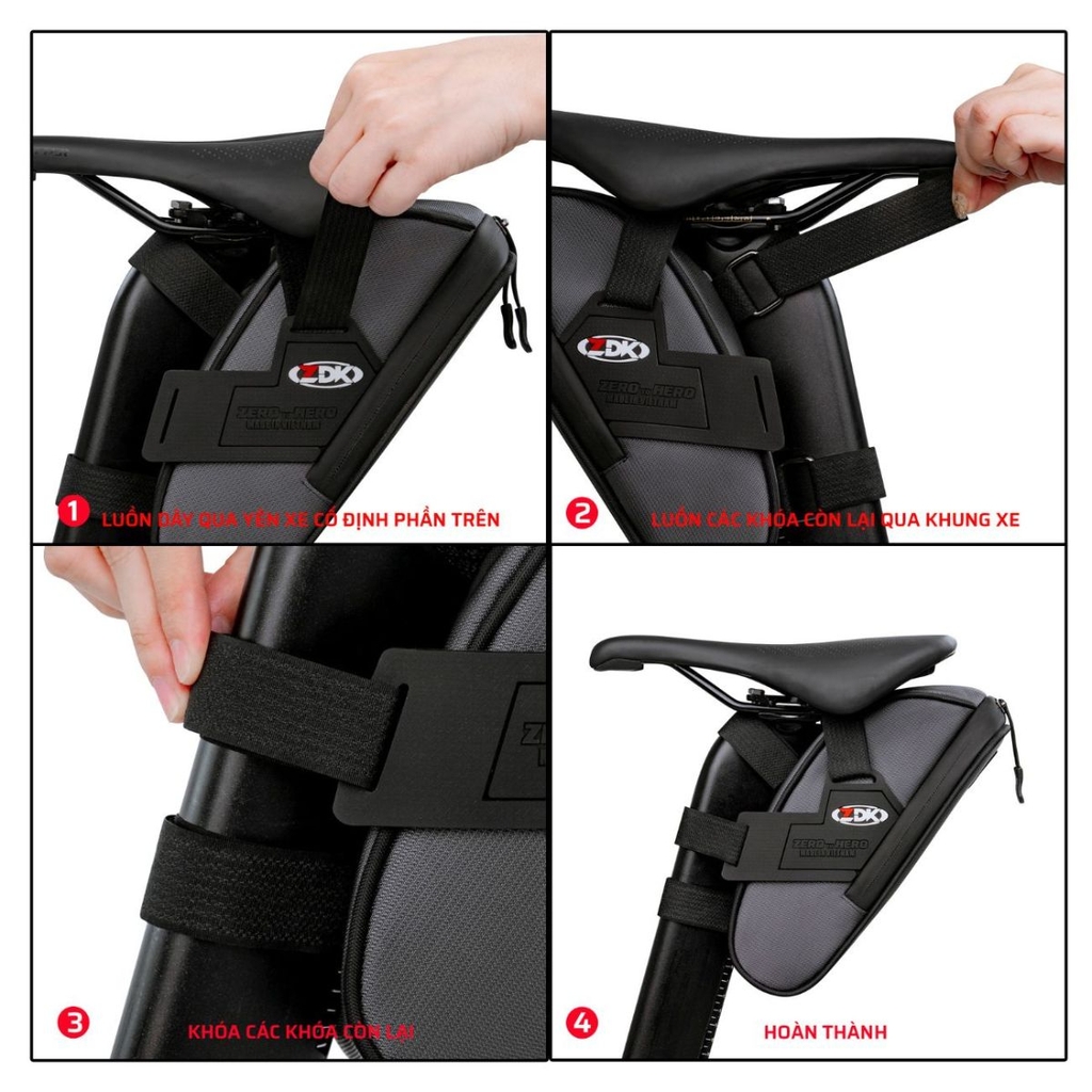Túi Treo Yên Xe Đạp ZDK S7 Chính Hãng – 2L Dung Tích Rộng, Chống Nước, 4 Điểm Velcro Cố Định Siêu Chắc
