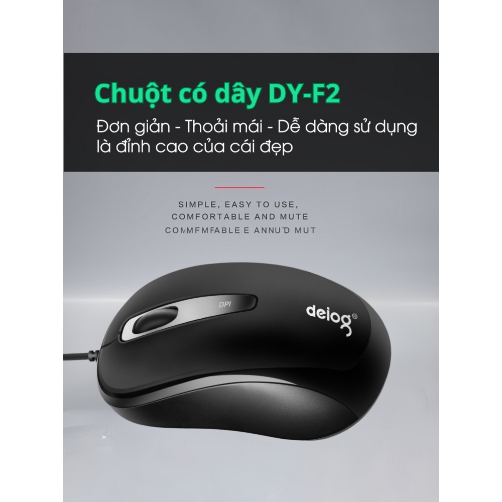 Chuột Vi Tính Chính Hãng Deiog DY-F2 Gaming Mouse  DPI 1200 Hỗ Trợ Game Thủ,Phù Hợp Laptop/Pc Công Thái Học