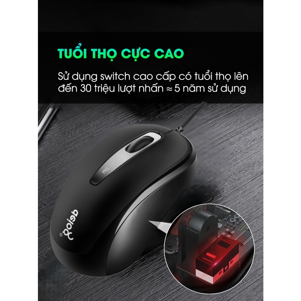 Chuột Vi Tính Chính Hãng Deiog DY-F2 Gaming Mouse  DPI 1200 Hỗ Trợ Game Thủ,Phù Hợp Laptop/Pc Công Thái Học