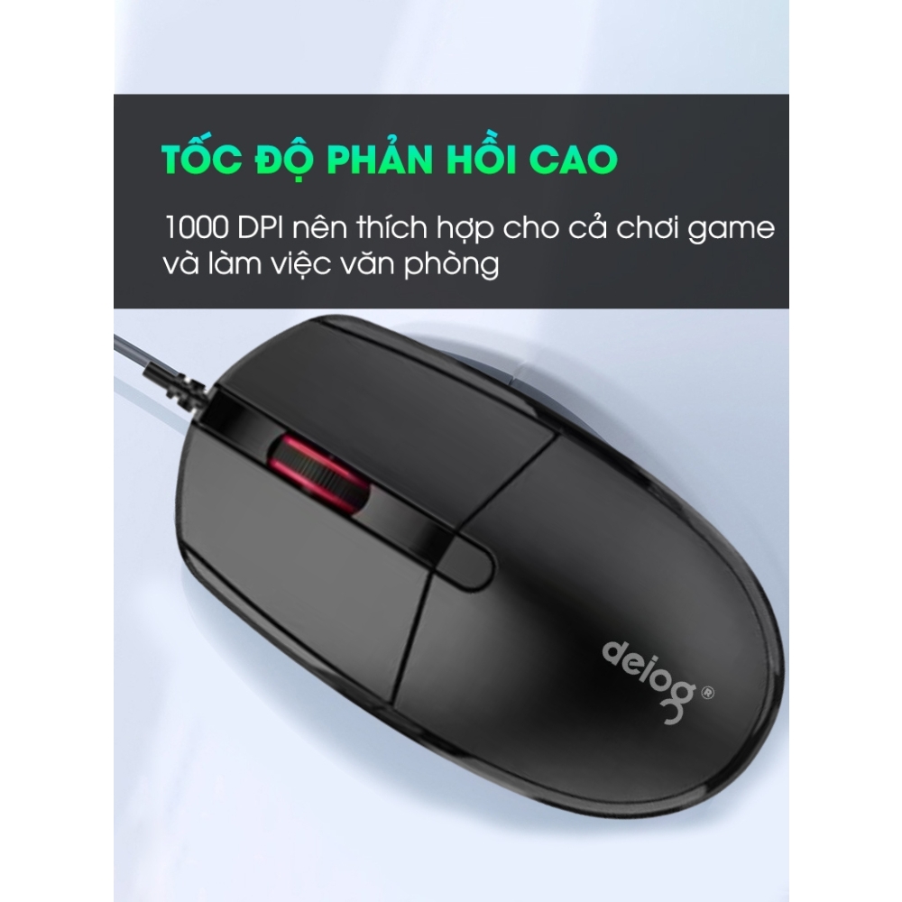 Chuột máy tính chính hãng Deiog DY-F1 có dây siêu mỏng thoải mái chuyên dụng cho chơi game/văn phòng cao cấp 2024
