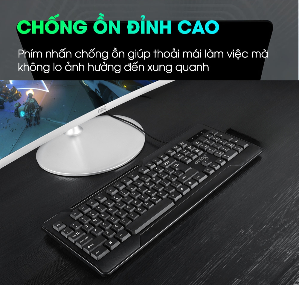 Bàn phím giả cơ chính hãng DEIOG DY808 có dây dành cho máy tính laptop thiết kế nhỏ gọn bỏ túi