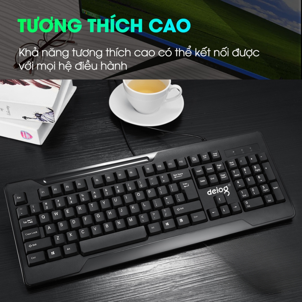 Bàn phím giả cơ chính hãng DEIOG DY808 có dây dành cho máy tính laptop thiết kế nhỏ gọn bỏ túi