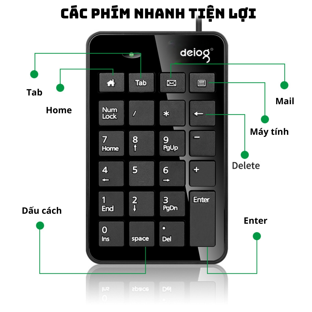 Bàn phím số mini máy tính chính hãng DEIOG DY-900 có dây cổng USB dành cho làm việc thu ngân , tính toán hàng chính hãng mẫu mới