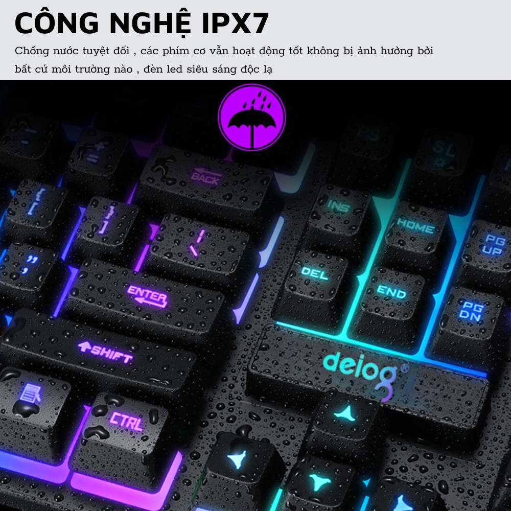 Bàn Phím Giả Cơ Máy Tính Chính Hãng DEIOG M707 Gaming LED 7 Màu Có Dây Chống Nước Chơi Game LMHT Đột Kích PUBG