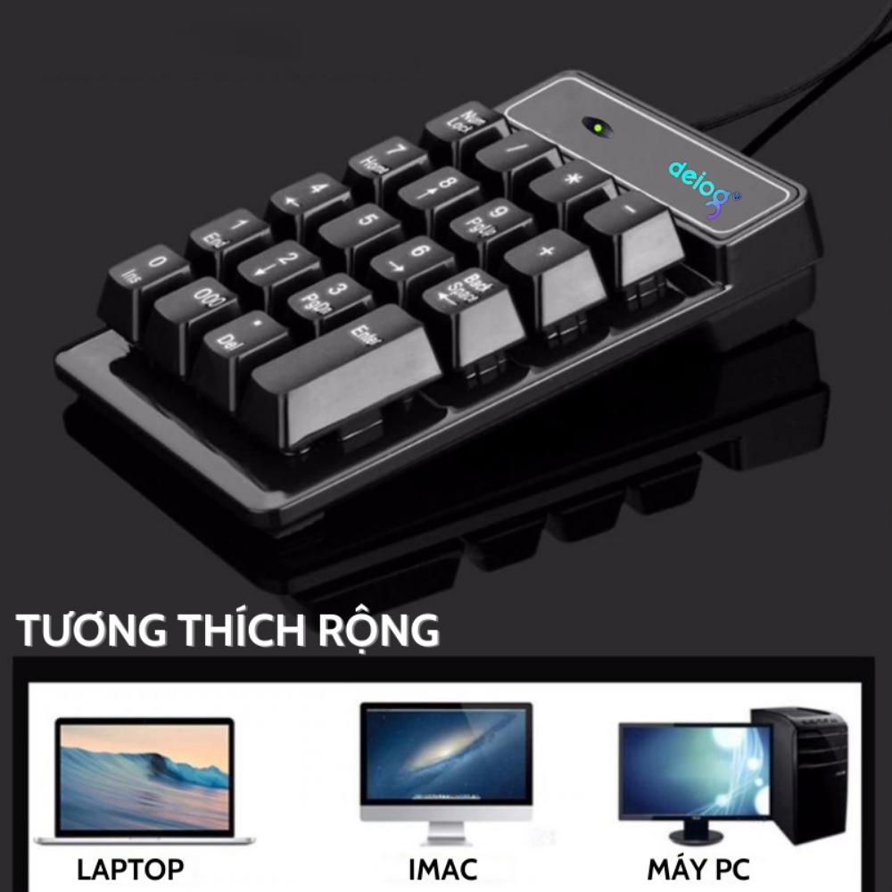 Bàn phím số mini máy tính chính hãng DEIOG DY-900 có dây cổng USB dành cho làm việc thu ngân , tính toán hàng chính hãng mẫu mới