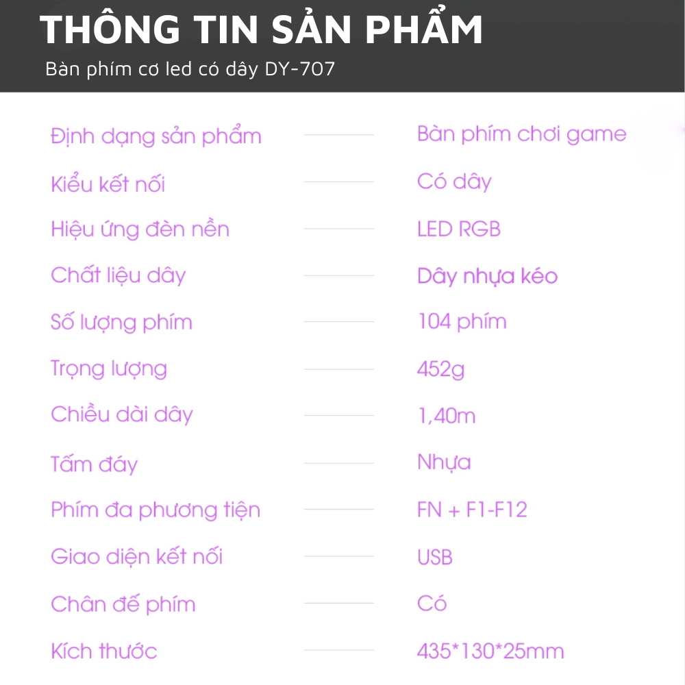 Bàn Phím Giả Cơ Máy Tính Chính Hãng DEIOG M707 Gaming LED 7 Màu Có Dây Chống Nước Chơi Game LMHT Đột Kích PUBG