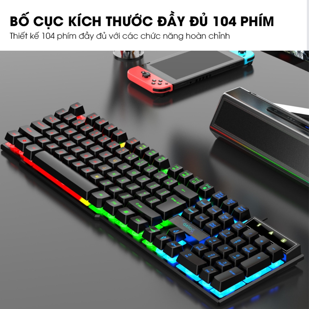 Bàn Phím Giả Cơ Máy Tính Chính Hãng DEIOG M707 Gaming LED 7 Màu Có Dây Chống Nước Chơi Game LMHT Đột Kích PUBG