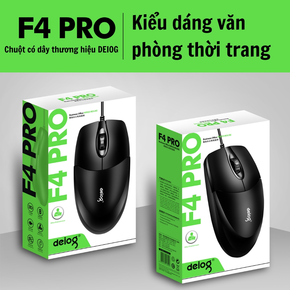 Chuột Văn Phòng Chính Hãng Deiog DY-F4 USB Có Dây 1000DPI Dành Cho Laptop , Máy Tính Để Bàn