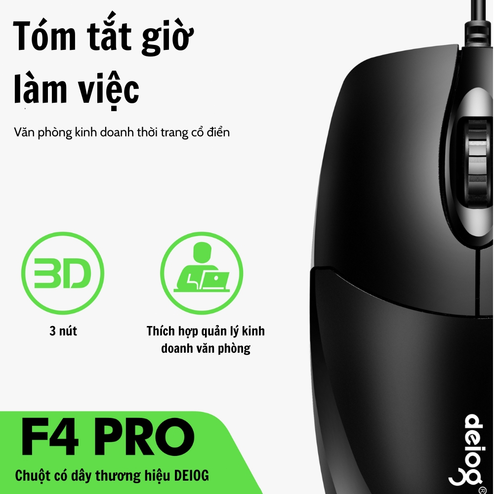 Chuột Văn Phòng Chính Hãng Deiog DY-F4 USB Có Dây 1000DPI Dành Cho Laptop , Máy Tính Để Bàn