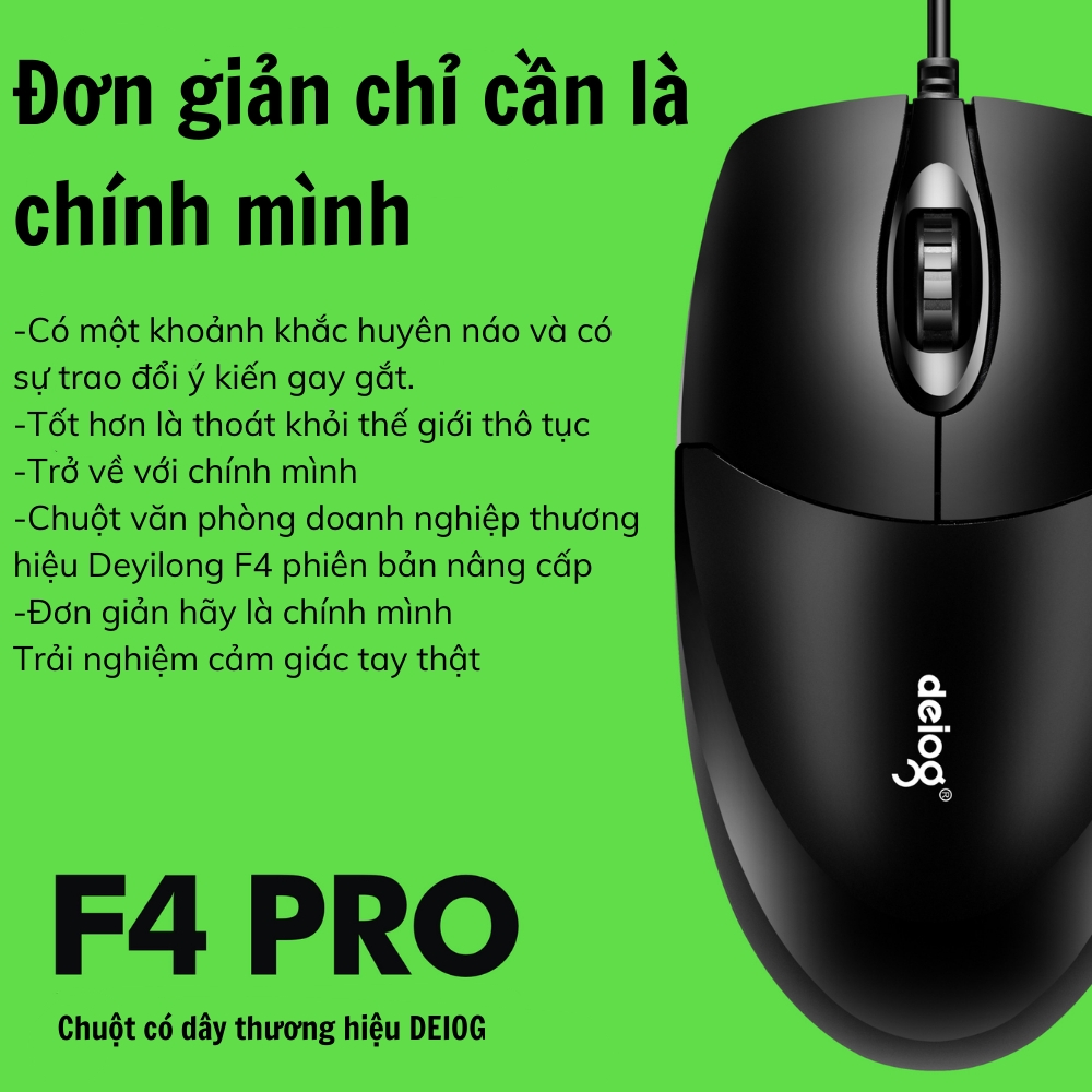 Chuột Văn Phòng Chính Hãng Deiog DY-F4 USB Có Dây 1000DPI Dành Cho Laptop , Máy Tính Để Bàn