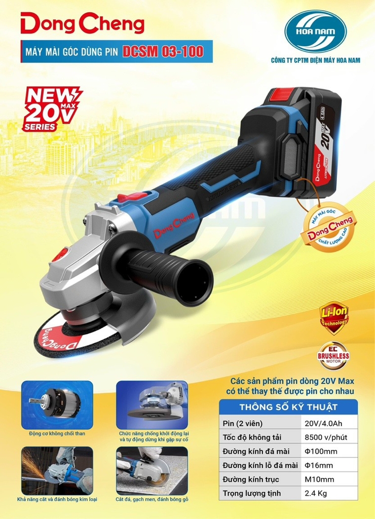 Máy mài góc pin Dongcheng DCSM03-100