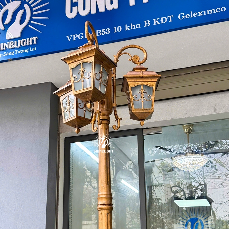 Cột đèn sân vườn tân cổ 2 bóng chùa SL-TEMPLE117/2-3