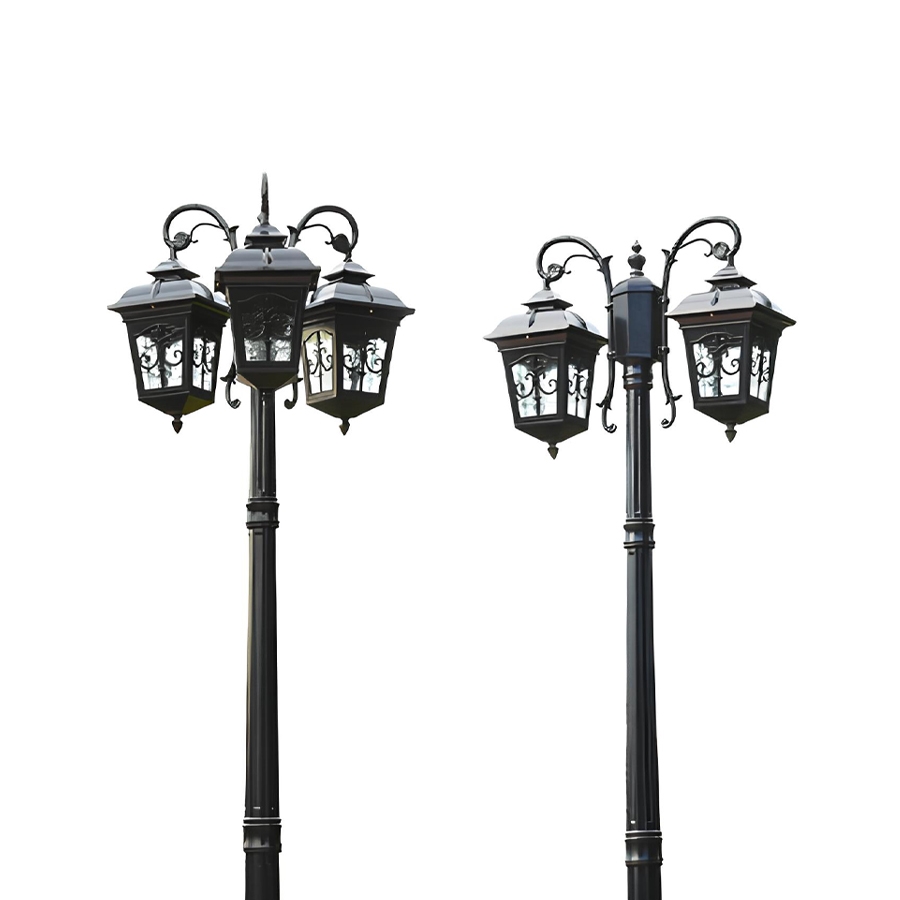 Cột đèn sân vườn tân cổ 2 bóng chùa SL-TEMPLE117/2-3
