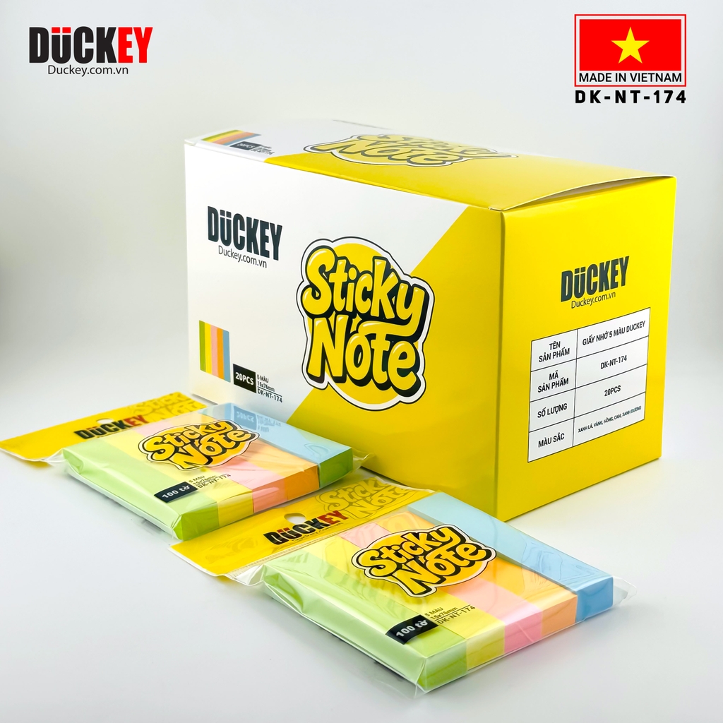 Giấy nhớ Duckey 5 màu DK-NT-174 15x76mm Ghi chú tiện lợi, sắc màu rực rỡ!
