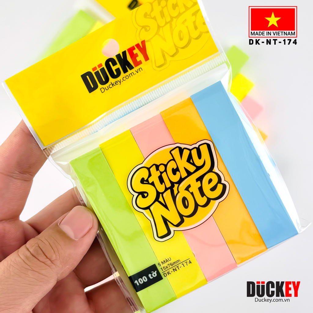 Giấy nhớ Duckey 5 màu DK-NT-174 15x76mm Ghi chú tiện lợi, sắc màu rực rỡ!