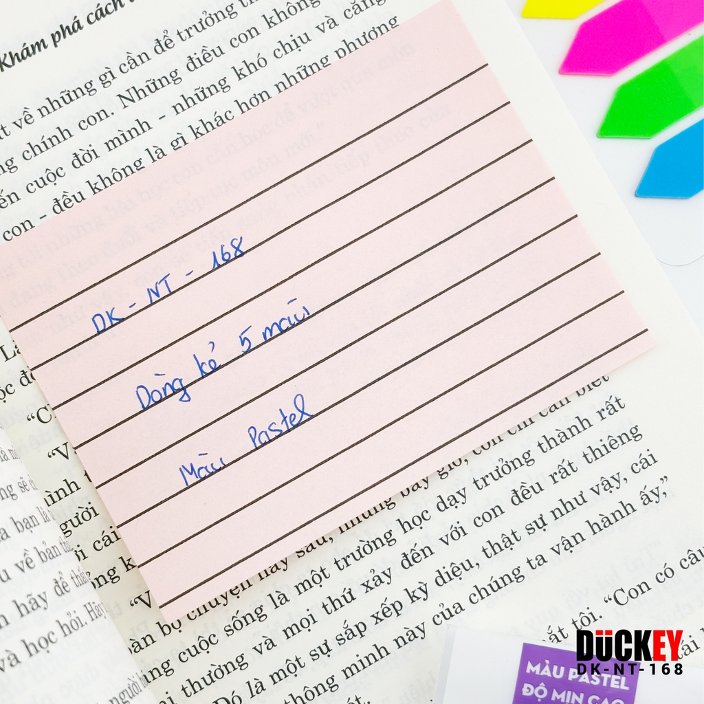 Giấy nhớ 5 màu có dòng kẻ DUCKEY Pastel DK-NT-168 76x102mm