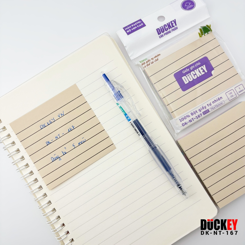 Giấy nhớ 5 màu có dòng kẻ DUCKEY Pastel DK-NT-167 76x76mm
