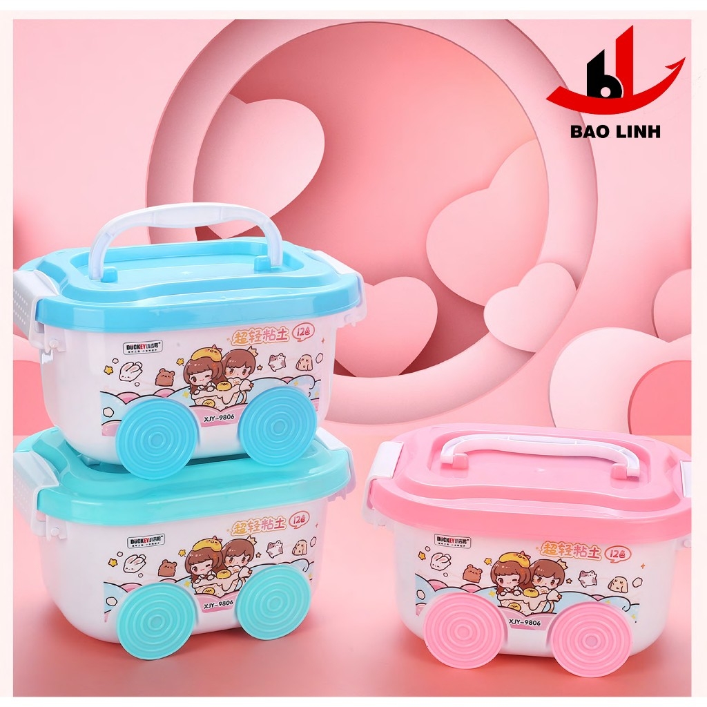 Đất nặn xốp siêu nhẹ DUCKEY. Bộ sản phẩm XJY-9806 - 12 màu sắc - Tặng kèm khuôn và dao nhựa.