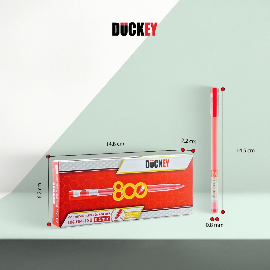 Bút Nước Gel DUCKEY DK-GP-120 0.5mm – Mực Lớn 800m, Ngòi Kim Siêu Trơn, Viết Mượt