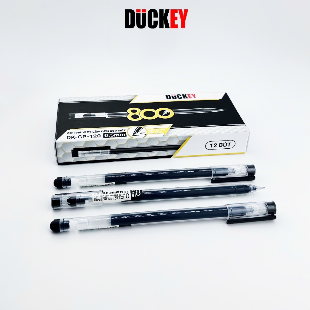 Bút Nước Gel DUCKEY DK-GP-120 0.5mm – Mực Lớn 800m, Ngòi Kim Siêu Trơn, Viết Mượt