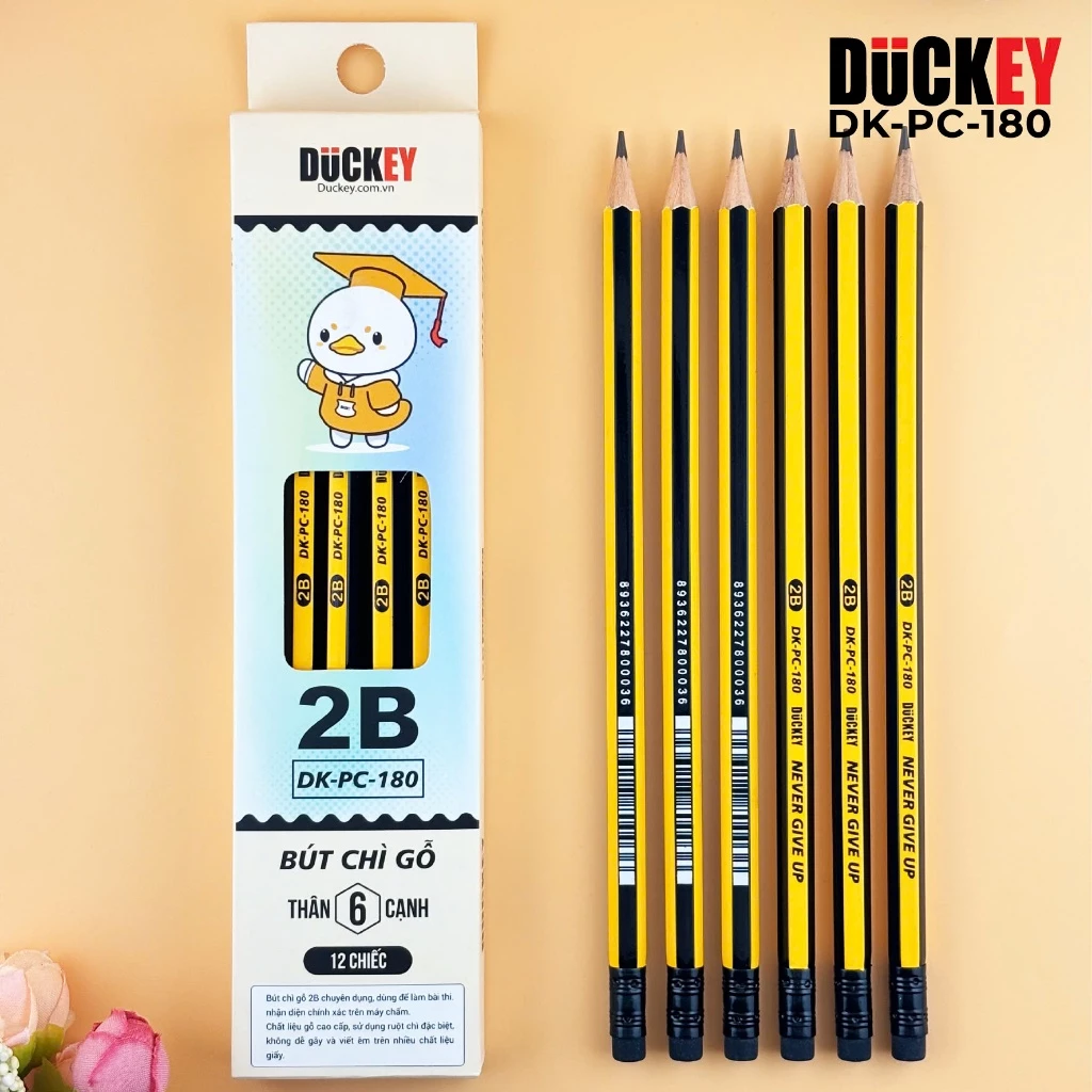 Bút Chì 2B DUCKEY DK-PC-180 Sọc Đen vàng