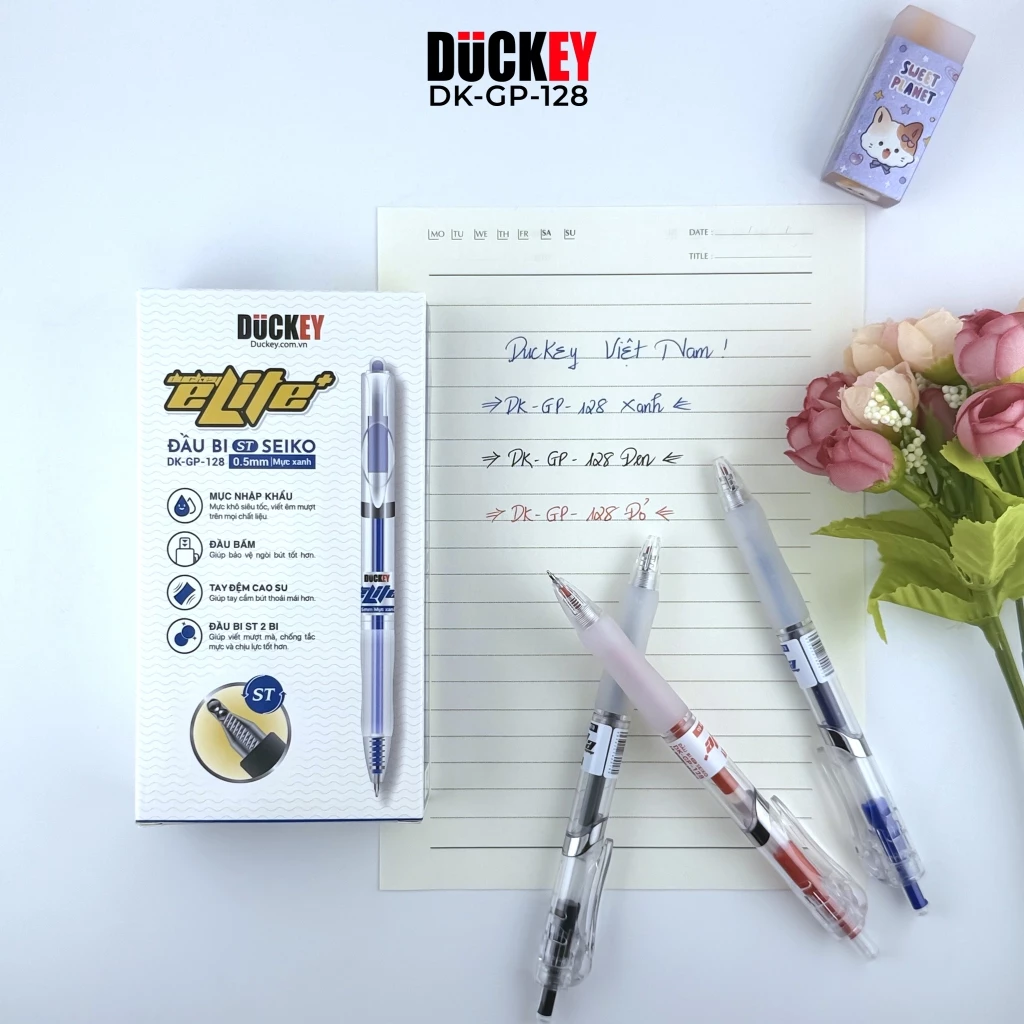 Bút Gel Duckey DK-GP-128 Elite+ – Bút Ký Đẹp, Mực Đậm, Ngòi ST Seiko Nhật Bản 0.5mm