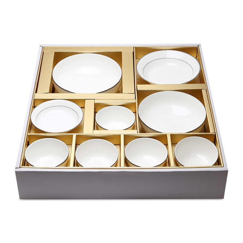 Đĩa bầu dục trắng sứ tro xương viền bạc Hàn Quốc Haengnam