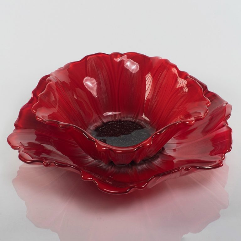 Bát thủy tinh màu đỏ thả hoa, đựng hoa quả Walther-Glas: Susanna Red Black