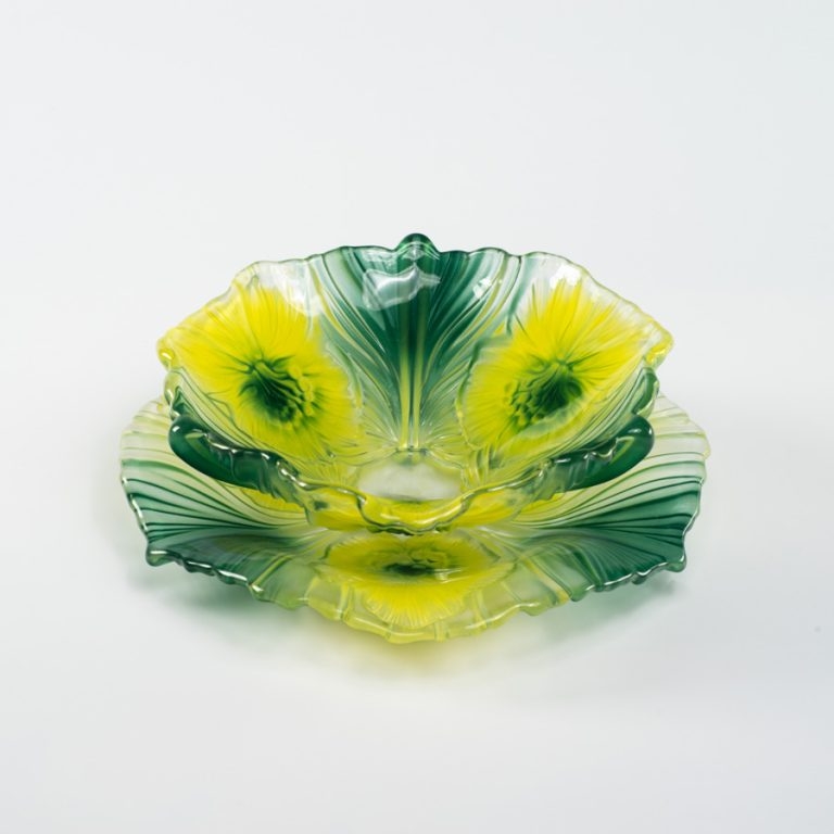 Bát thủy tinh màu xanh lá cây thả hoa, đựng hoa quả Walther-Glas: Miranda Jungle