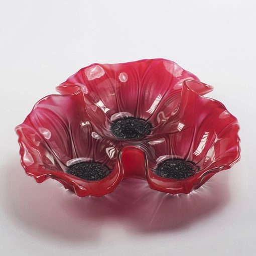 Bát thủy tinh màu đỏ 3 ngăn 27,5cm thả hoa, đựng hoa quả Walther-Glas: Red Black-1400164