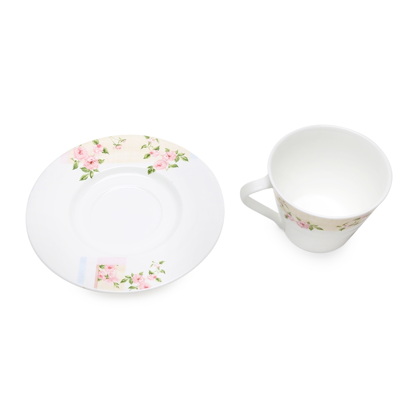 Bộ tách trà, cà phê Hồng Pháp 2 chiếc 220ml sứ xương Hàn Quốc Haengnam 5370