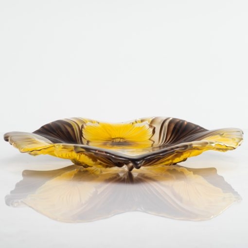 Đĩa thủy tinh màu vàng 24cm thả hoa, đựng hoa quả Walther-Glas: Miranda Sunflower-1400262