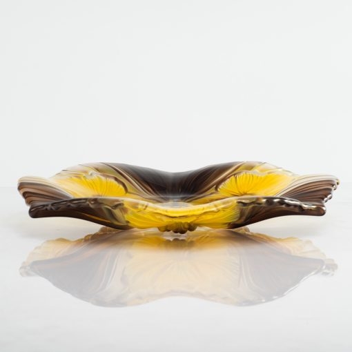 Đĩa thủy tinh màu vàng 24cm thả hoa, đựng hoa quả Walther-Glas: Miranda Sunflower-1400262