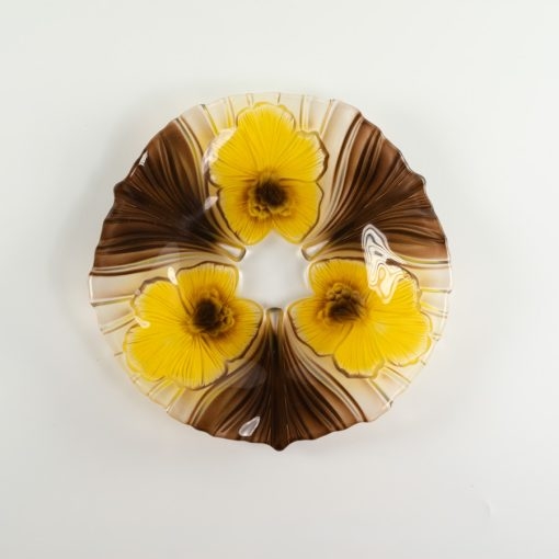 Đĩa thủy tinh màu vàng 24cm thả hoa, đựng hoa quả Walther-Glas: Miranda Sunflower-1400262