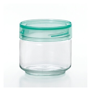 Lọ, hũ thủy tinh 0,5L, 0,75L, 1L xanh, nắp nhựa kháng khuẩn Nhật Bản Aderia