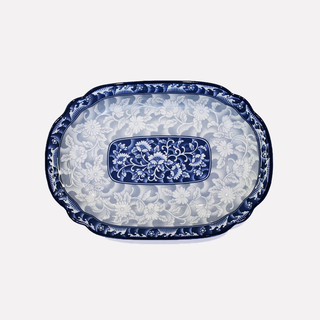 Đĩa bầu dục sâu lòng sứ hoa văn cao cấp Hàn Quốc Sambo