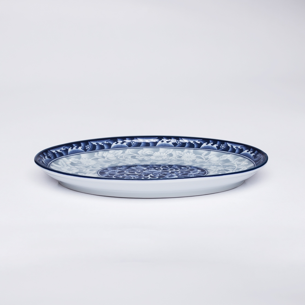Đĩa bầu dục sứ hoa văn cao cấp Hàn Quốc Sambo