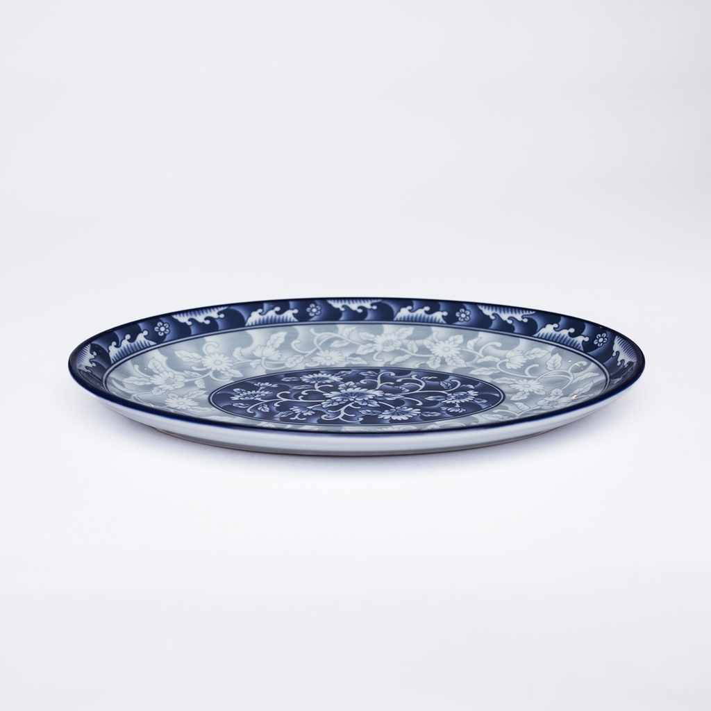 Đĩa bầu dục sứ hoa văn cao cấp Hàn Quốc Sambo