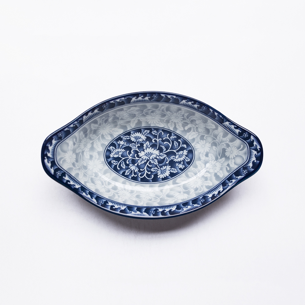 Đĩa bầu dục sâu lòng sứ hoa văn cao cấp Hàn Quốc Sambo