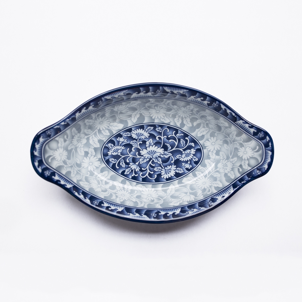Đĩa bầu dục sâu lòng sứ hoa văn cao cấp Hàn Quốc Sambo
