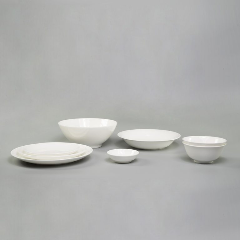 Set mâm 2 người 8 chi tiết bát đĩa sứ tro xương màu trắng cao cấp Hàn Quốc Hankook