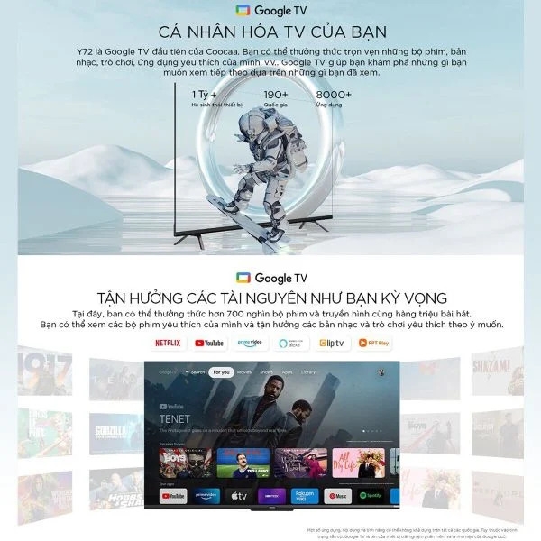 Google Tivi Coocaa 55 inch UHD 4K 55Y68 điều khiển giọng nói
