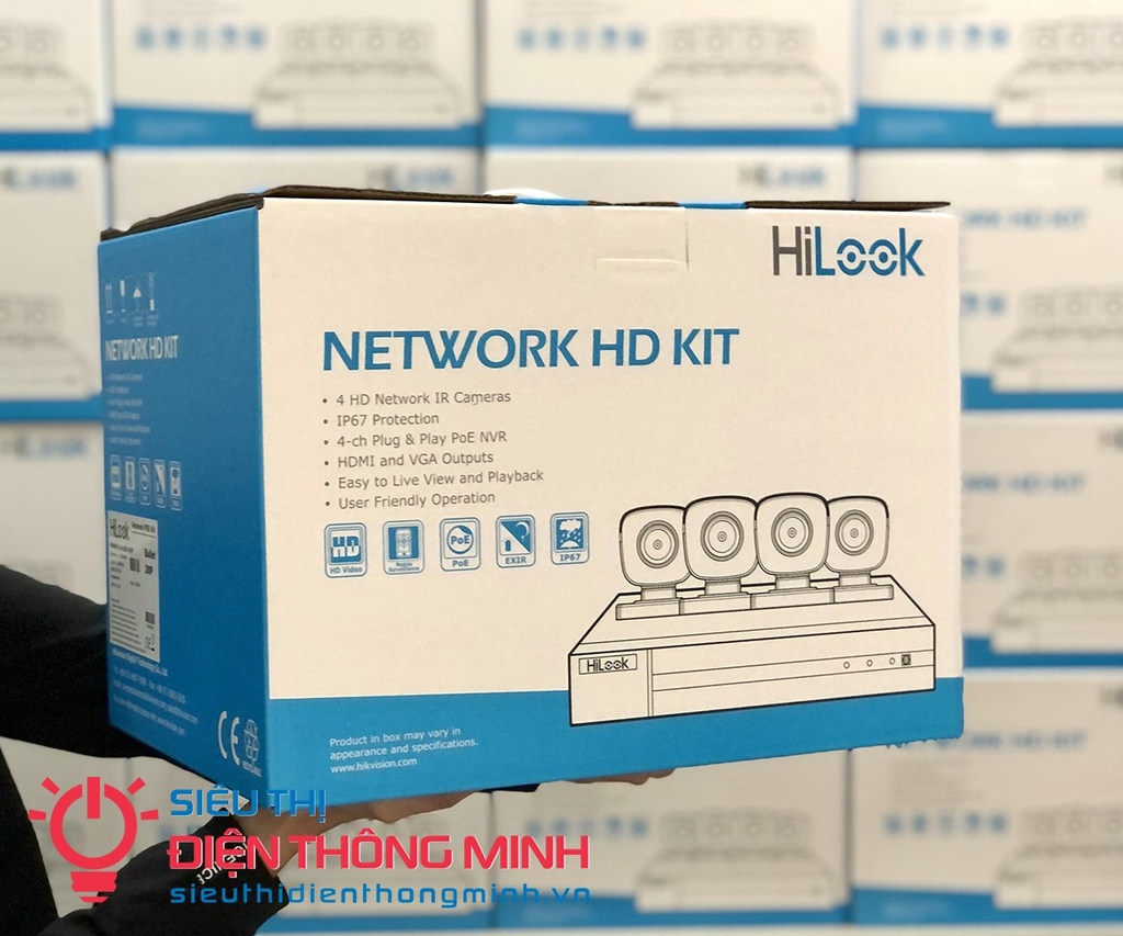 Bộ KIT Camera HiLook Hikvision IK-4042TH-MH/P (NVR 4 cổng PoE + 4 camera IP Dome 2MP)