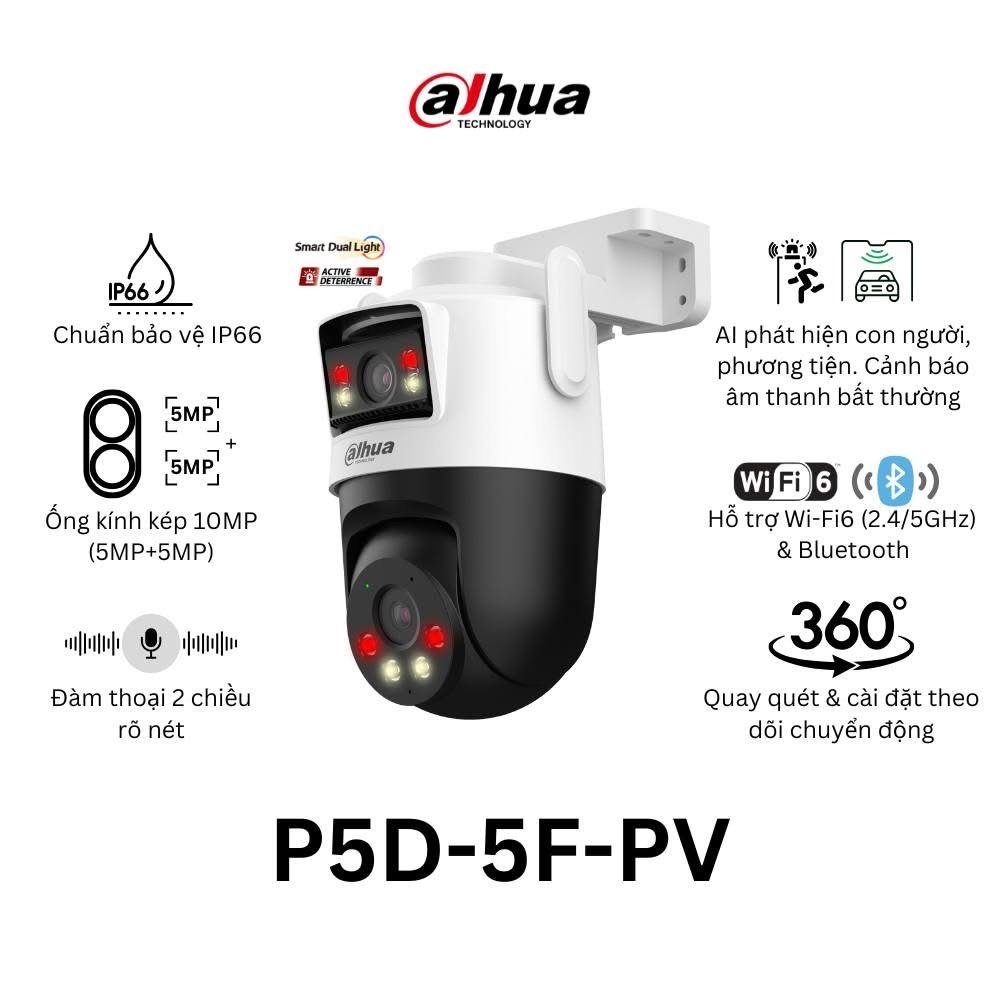 Camera DAHUA DH-P5D-5F-PV (Wifi quay quét 2 mắt x 5MP, báo động)