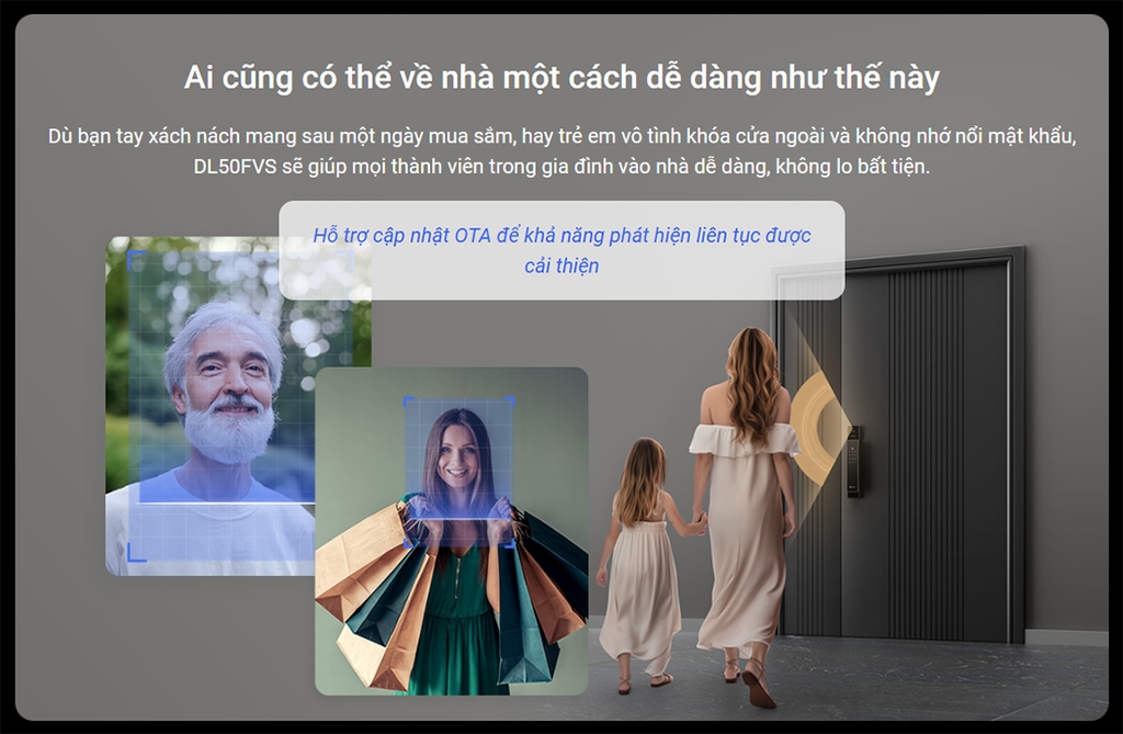 Khóa cửa điện tử EZVIZ DL50FVS (APP, Khuôn mặt, vân tay, mật mã, chìa cơ)