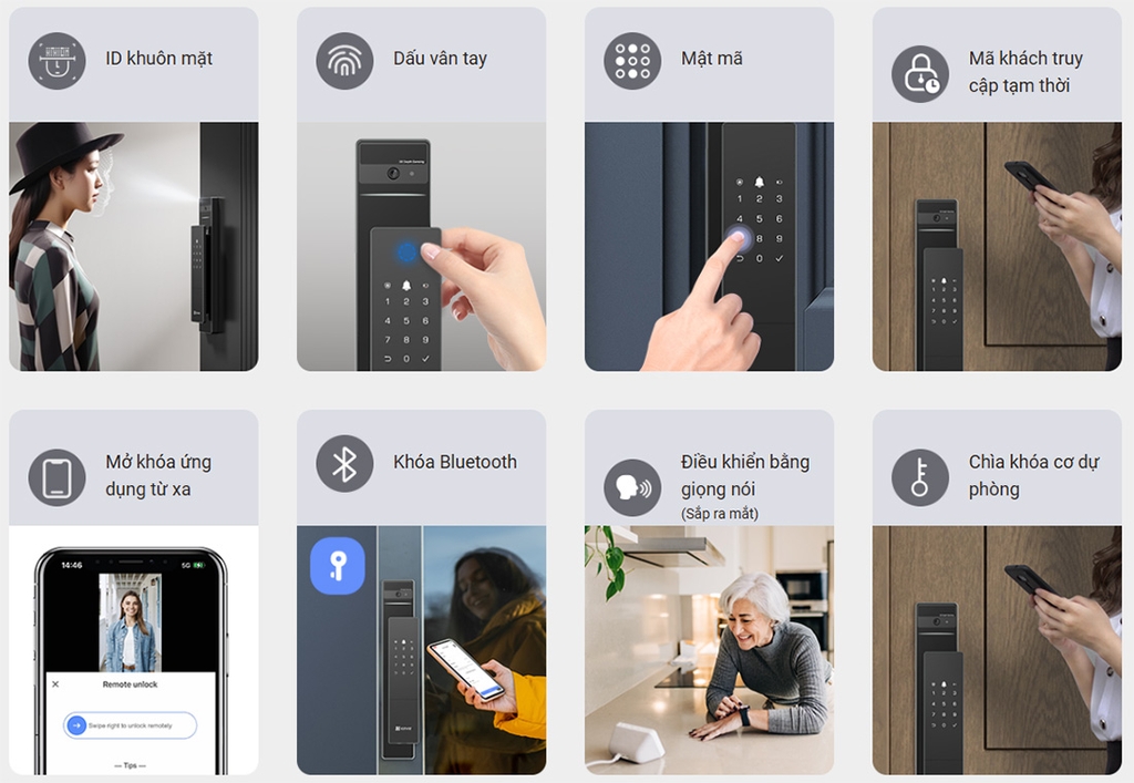 Khóa cửa điện tử EZVIZ DL50FVS (APP, Khuôn mặt, vân tay, mật mã, chìa cơ)